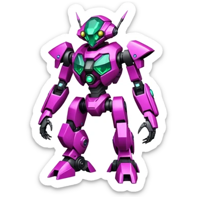 Edgy badass toxic poisonous shaky cool awesome epic sapphire emerald citron topaz magenta radioactive faulty rue ruby Tropical Futuristic Modern Mecha-Fakémon-hybrid-creature (full body)  sticker