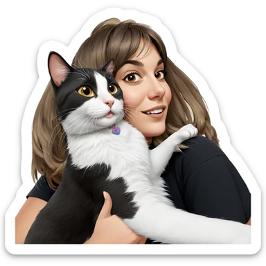 girl smiling with cat sticker