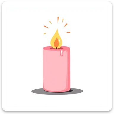 pink pastel candle with hand-drawn look sticker