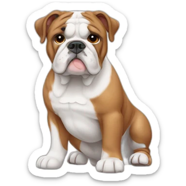 white and brown  english bulldog sticker