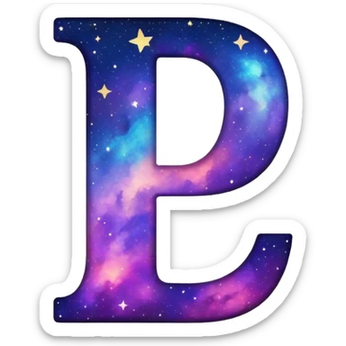 letter J filled with galaxy pattern and stars sticker