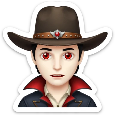Vampire with a cowboy hat sticker