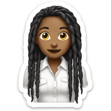 Tan girl with black locs dark white tied shirt  sticker