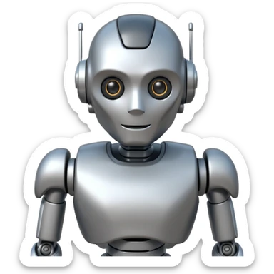 robot picking running, face direct to camera, half body, sticker