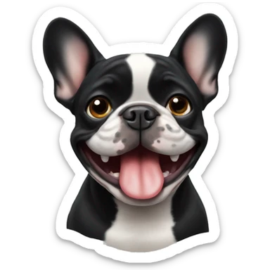 smile black french bulldog sticker