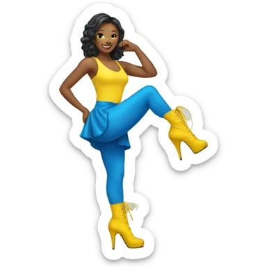 Yellow Heels dancer girl wearing blue sticker