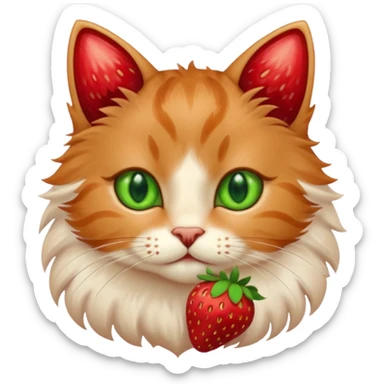 I want a cute cat with strawberries fur sticker