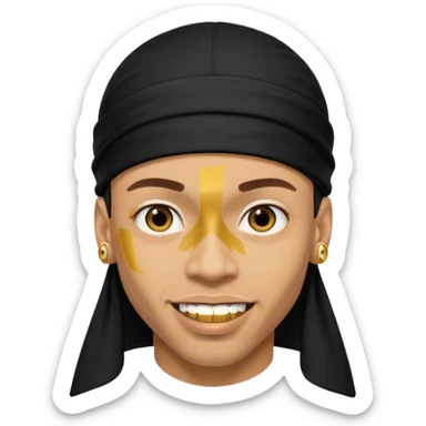 lightskin man with a black durag and grillz sticker