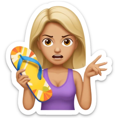 an angry mother with a flip-flop in her hand sticker