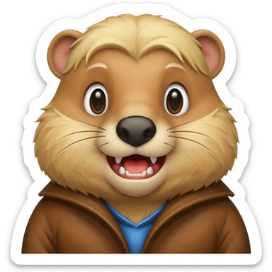 Beaver with big teeth and blonde hair sticker