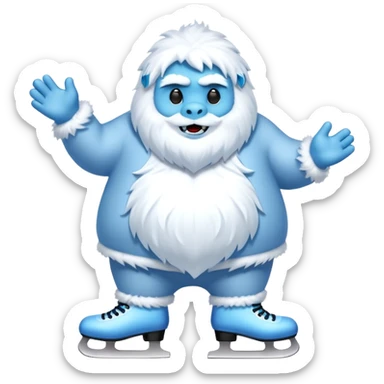 fat blue fur yeti ice skating  sticker
