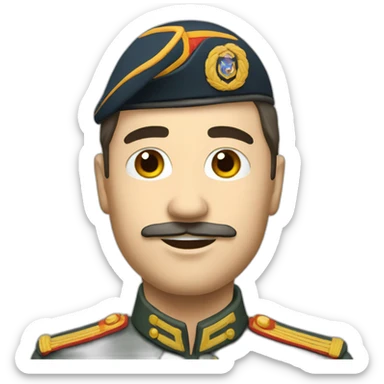 Create an emoji representing a lieutenant of the French army in 1990 sticker