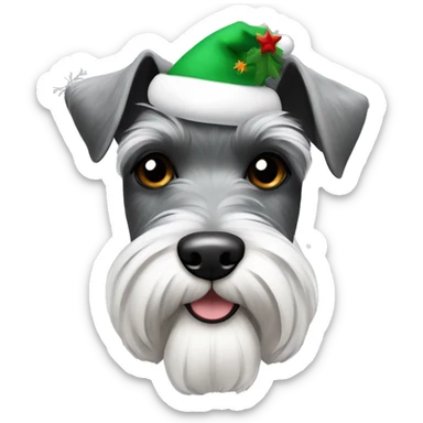 Schnauzer gray white black with Christmas vibes  sticker