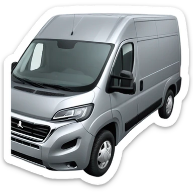 Seitliche Ansicht eines Peugeot Boxer als Van in Silber mit zwei eingebauten Fenster seitlich  sticker