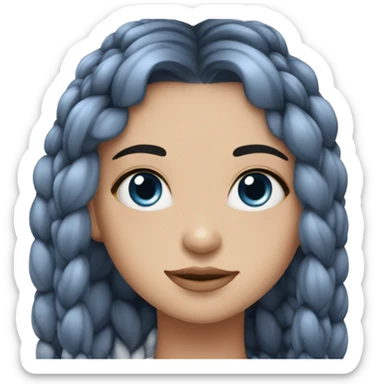 chica de ojos azules con trenzas largas color gris, con corazones  sticker