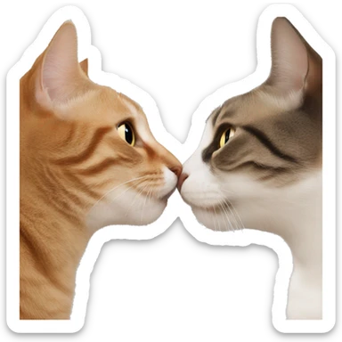 cat kisses cat sticker