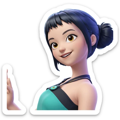 smiling girl with black hair sticker