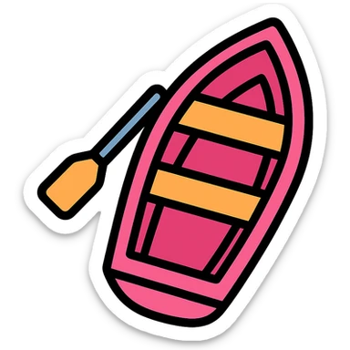 modern pink rowing boat sticker