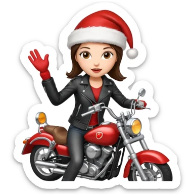 biker girl brune moto christmas sticker