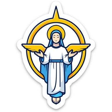 saint emblem with light blue colors, halo and divine light sticker