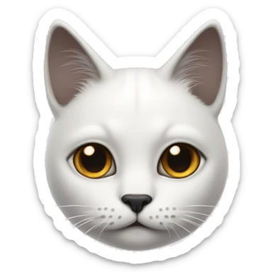 white cat with a black little point on head  sticker