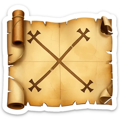 ["Aged treasure map with an “X” mark and dotted trail."] sticker