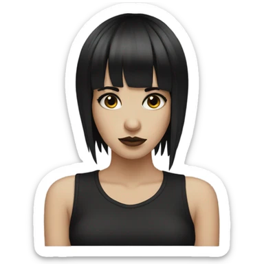 emo girl with black hair and bangs  sticker