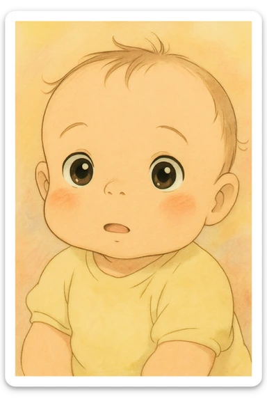 baby face, ghibli style sticker