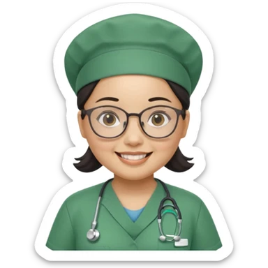 Open


Open


Open


Open
FILIPINA FEMALE NURSE, CHUBBY, NO HAIR, WITH GLASSES, GREEN SCRUBS, AND CAP, SMILING sticker