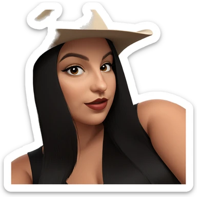 girl with black hair and hat sticker