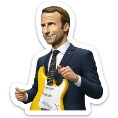 macron qui joue de la guitare électrique sticker