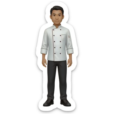 Filipino man chef uniform and black pants shoes sticker