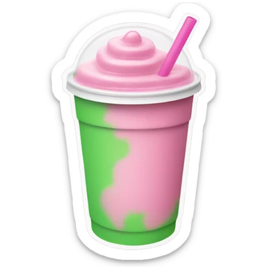 Pink boba green tea plastic cup realistic sticker