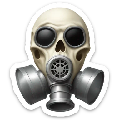 Bone Skull wearing a gas mask sticker