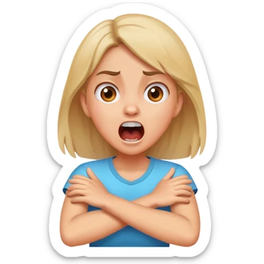 girl holding her neck arms crossed screaming  sticker