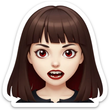 eu quero uma menina de franja e cabelo comprido cabelo castanho parecendo uma vampira sticker