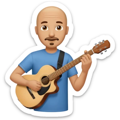 guitar player bald short mustache and goatee sticker
