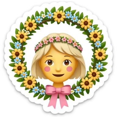 midsommar emoji with maypole, festive mood, simple design, bright colors sticker