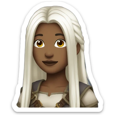 rpg girl with long straight white hair sticker