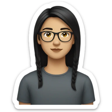 19 year old white teenager with round glasses and straight black hair sticker