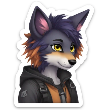 Edgy modern anthro furry sona by Falvie, AngieWolf sticker