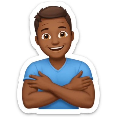 Arms crossed holding neck laughing guy sticker