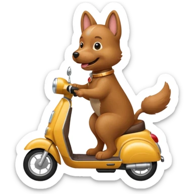 Dog riding a scooter  sticker