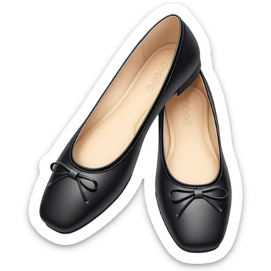 Black square-toed ballet flats with strap sticker