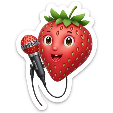 strawberries hold mic sticker