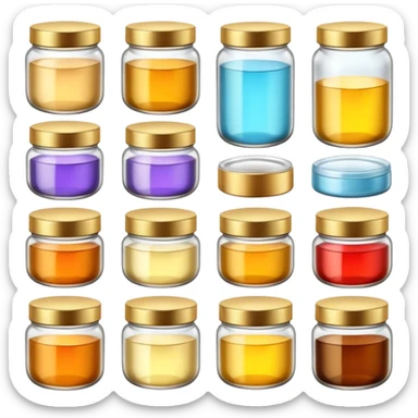 Varios produtos de beleza com tampa dos potes dourados e fundo transparente pra usar como figurinha sticker