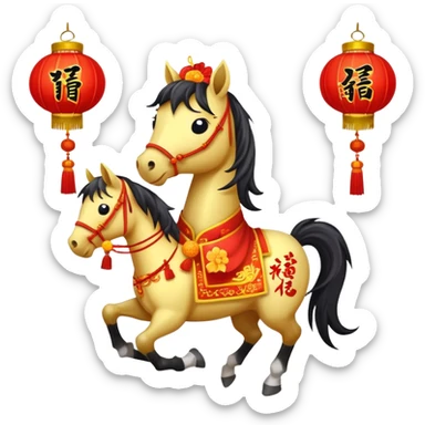 help me develop 10 emoji stickers, for CNY, cartoon horse stickers sticker
