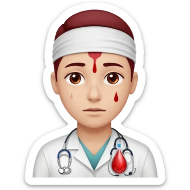 person with medical band and blood drop sticker