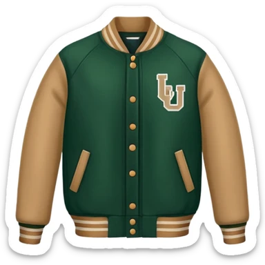 Dark green and tan varsity letterman jacket sticker