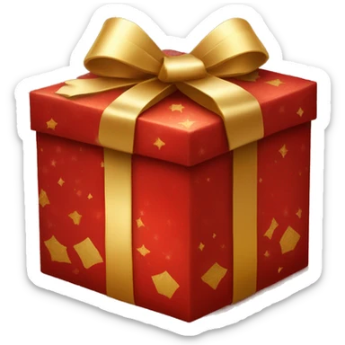 Beautiful red and gold Christmas present with a bow sticker